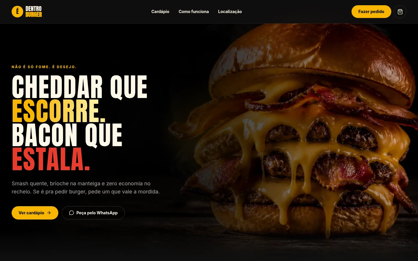 Site conceitual da É Dentro Burguer
